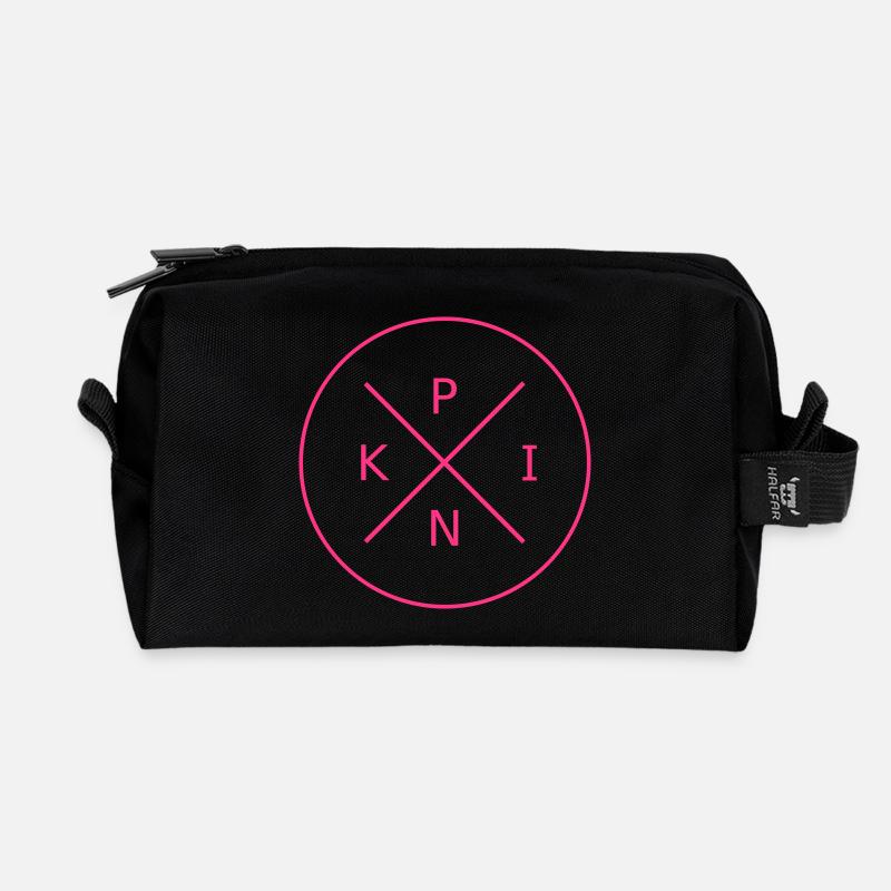 pink word circle - Recycled Toiletry Zip Bag - black