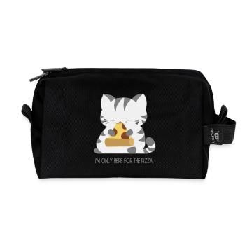 Chat qui mange une Pizza - Trousse de toilette en tissu recyclé - noir - Devant