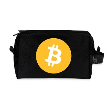 Bitcoin Logo Round Coin - Trousse de toilette en tissu recyclé - noir - Devant
