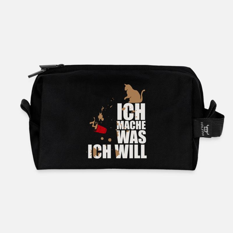 ICH MACHE WAS ICH WILL! KATZE - Recycelte Kulturtasche - Schwarz