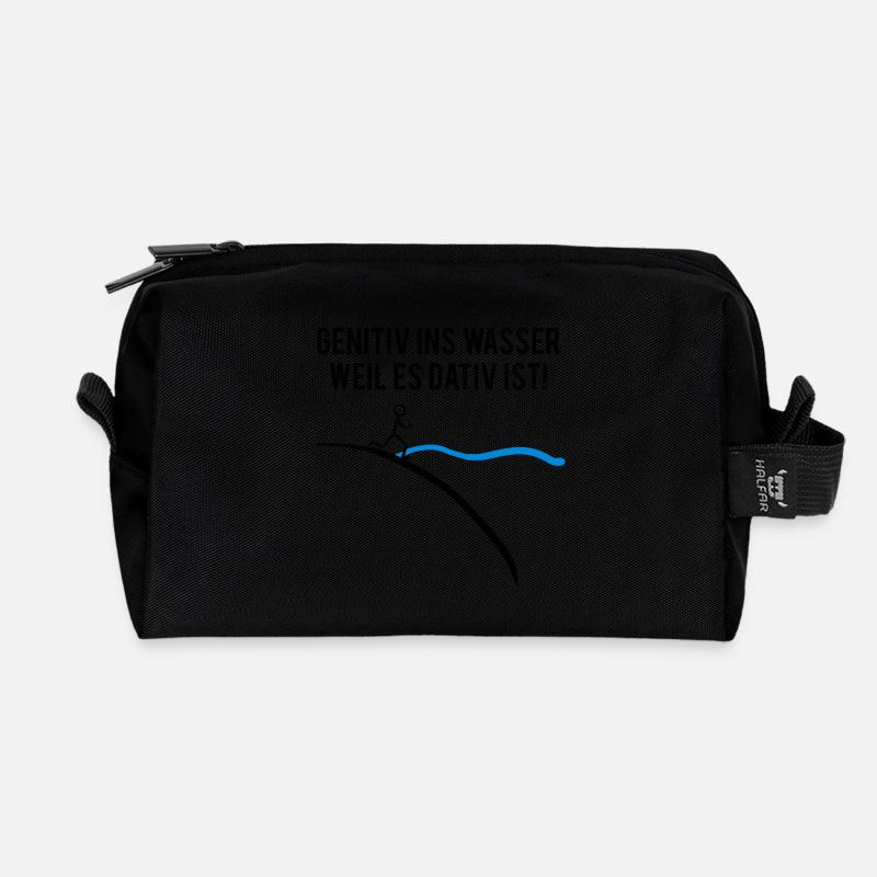 Genitiv ins Wasser, weil es Dativ ist ;) - Recycelte Kulturtasche - Schwarz