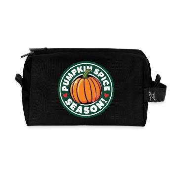 100 pumpkin spice season - Recycled Toiletry Zip Bag - black - Front
