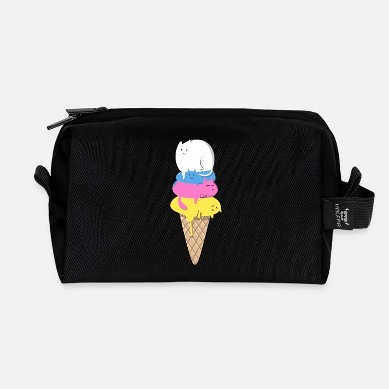 Nettes Katzen-Eiscreme-Haustier-Nahrungsmittelgeliebte Geschenk - Recycelte Kulturtasche - Schwarz