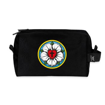 Luther. Rose. Fleur. Réforme. 500. 1517 - Trousse de toilette en tissu recyclé - noir - Devant