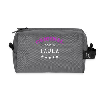 Original 100% Paula, Geschenk, Namen - Recycelte Kulturtasche - Anthrazit - Vorne