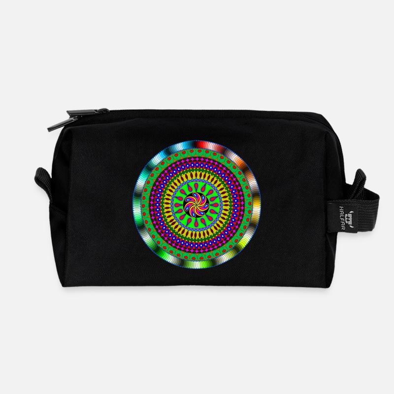 Mandala - Recycelte Kulturtasche - Schwarz