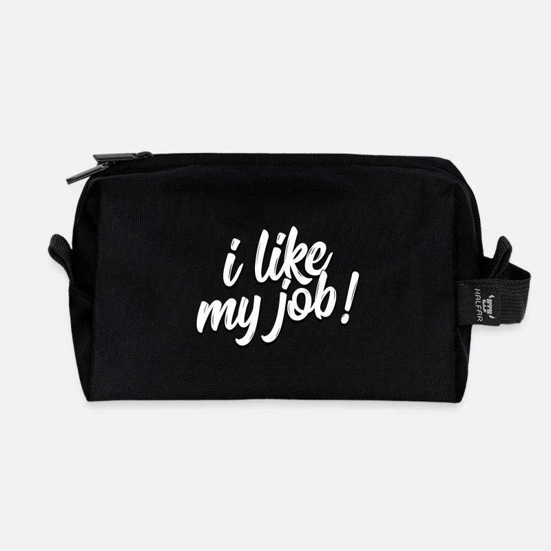 i like my job! - Recycelte Kulturtasche - Schwarz