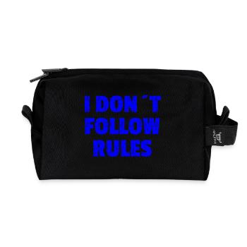 I DON´T FOLLOW RULES Blue - Recycelte Kulturtasche - Schwarz - Vorne