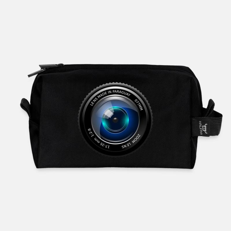 objectif de la caméra - Trousse de toilette en tissu recyclé - noir