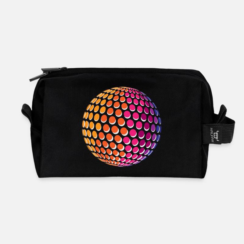 Dotted Rainbow Sphere - Recycled Toiletry Zip Bag - black