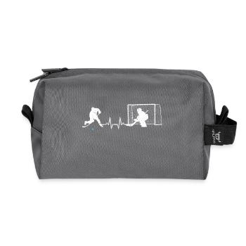 cadeau rythme cardiaque rondelle de hockey du rythme cardiaque de glace - Trousse de toilette en tissu recyclé - anthracite - Devant