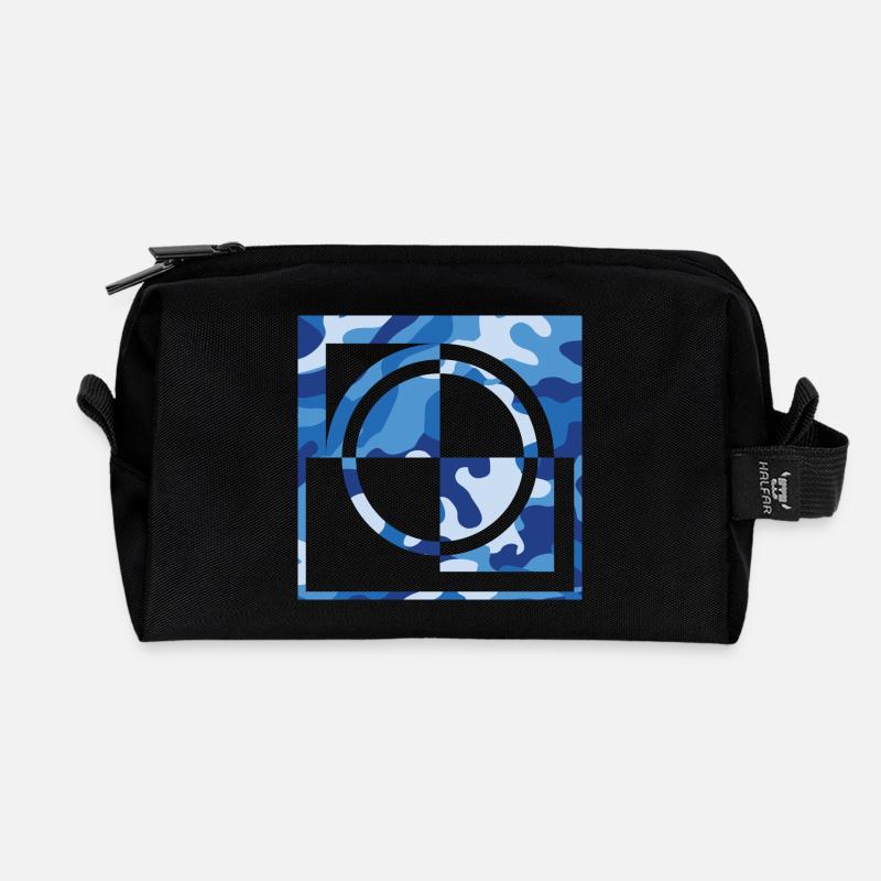 camouflage bleu - Trousse de toilette en tissu recyclé - noir