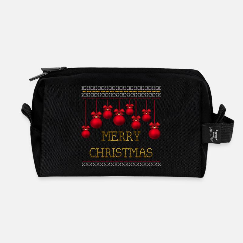 Merry Christmas Ugly Chrismas - Recycelte Kulturtasche - Schwarz