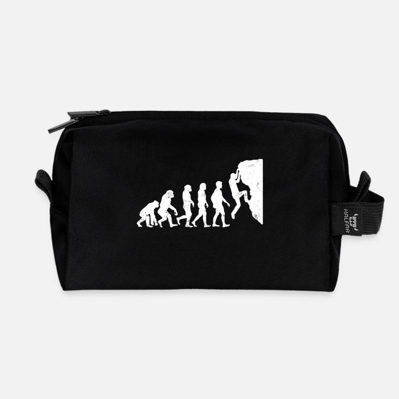 Climbing evolution bouldering gift mountaineering - Recycled Toiletry Zip Bag - black