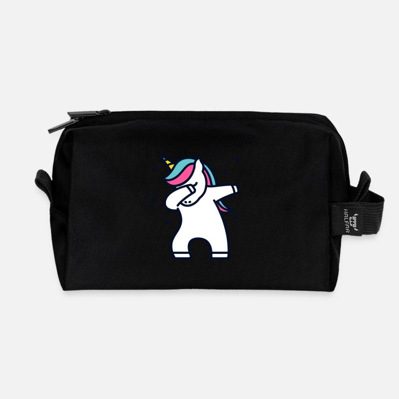 Unicorn Dab Dabbing Unicorn Gift - Recycled Toiletry Zip Bag - black