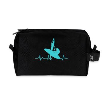 Wind surfen Herzschlag geschenk sport wassersport - Recycelte Kulturtasche - Schwarz - Vorne