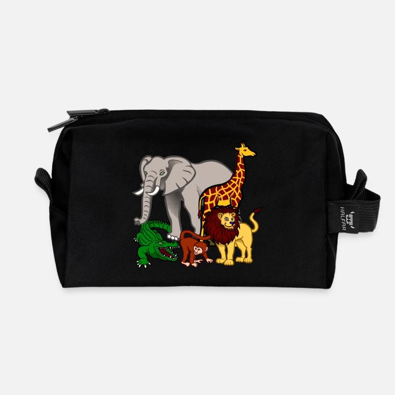 Africa animals - Recycled Toiletry Zip Bag - black