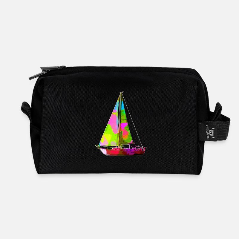 Buntes Segelboot - Recycelte Kulturtasche - Schwarz