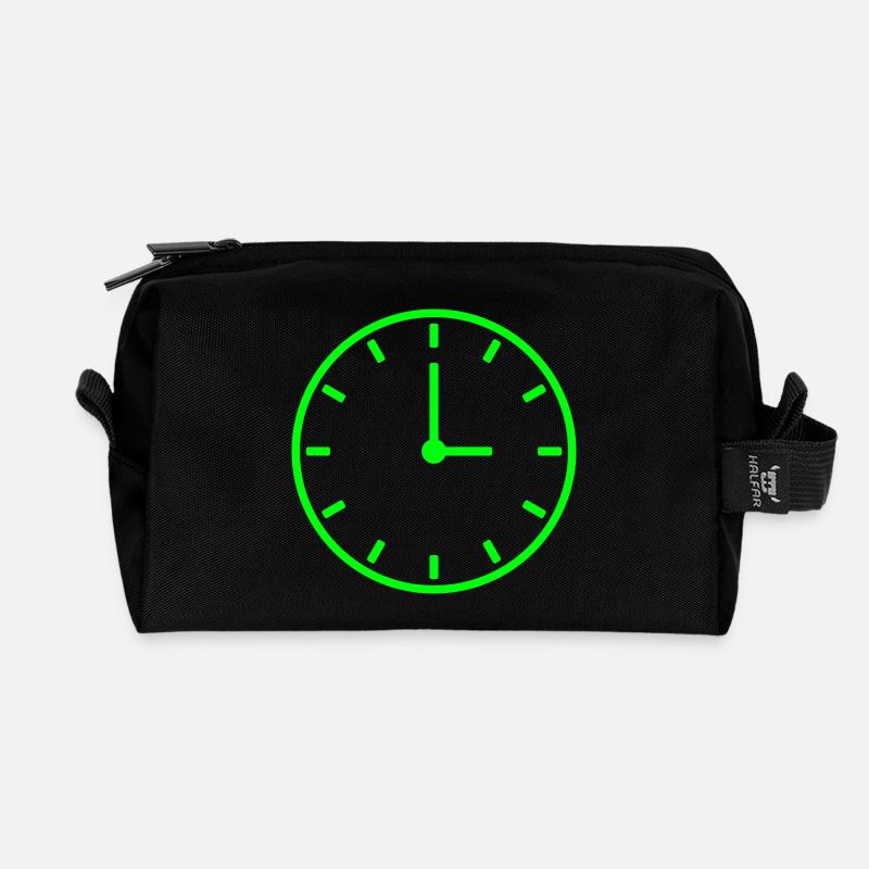 uhr zeit watch clock time hourglass sanduhr60 - Recycelte Kulturtasche - Schwarz