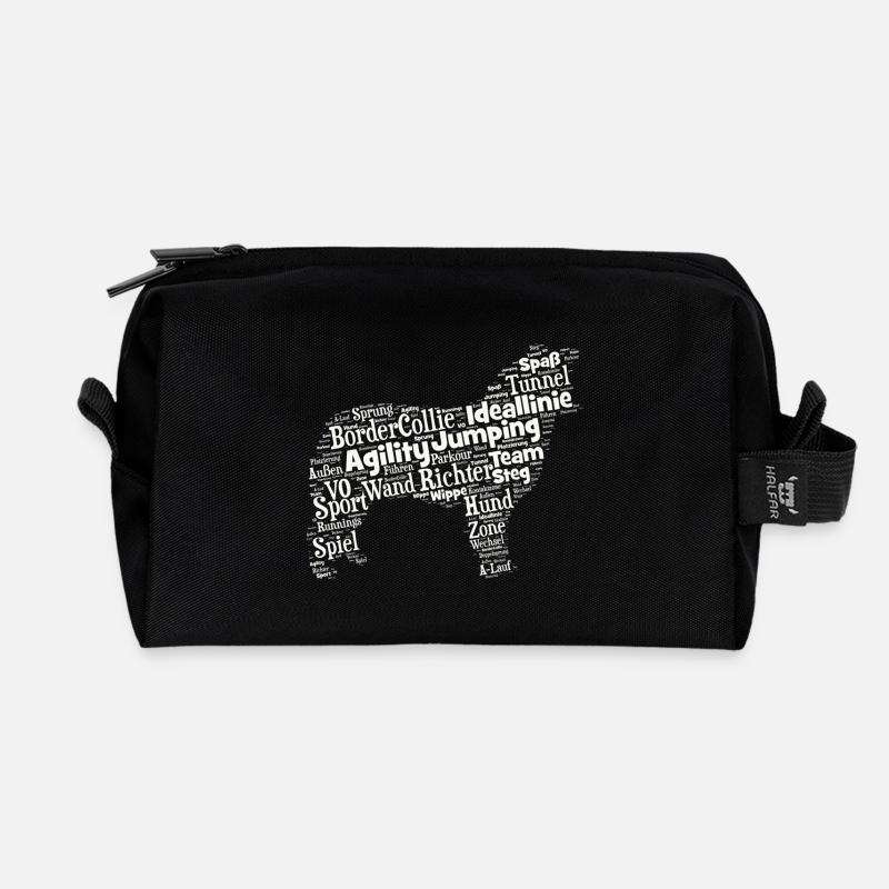 Border Collie Agility Wordcloud weiß - Recycelte Kulturtasche - Schwarz