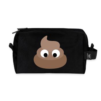 Petit crotte avec des yeux doux drôles - Trousse de toilette en tissu recyclé - noir - Devant