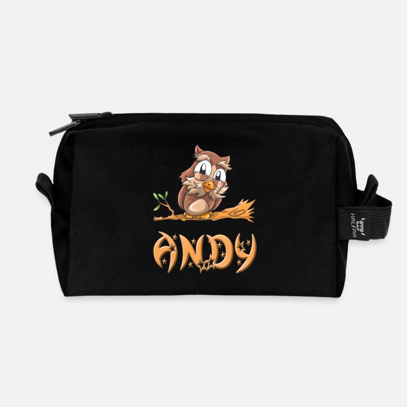Eule Andy - Recycelte Kulturtasche - Schwarz