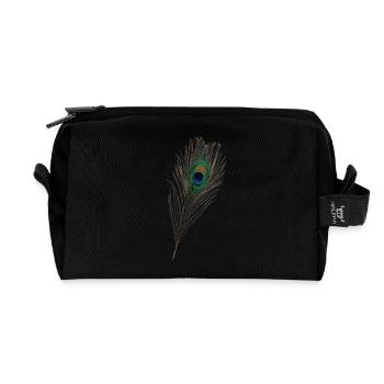 Pfauenfeder, Pfau,Vogel - Recycelte Kulturtasche - Schwarz - Vorne