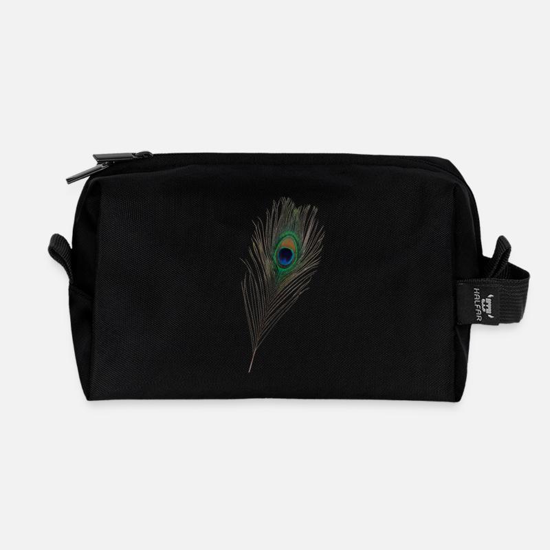 Pfauenfeder, Pfau,Vogel - Recycelte Kulturtasche - Schwarz