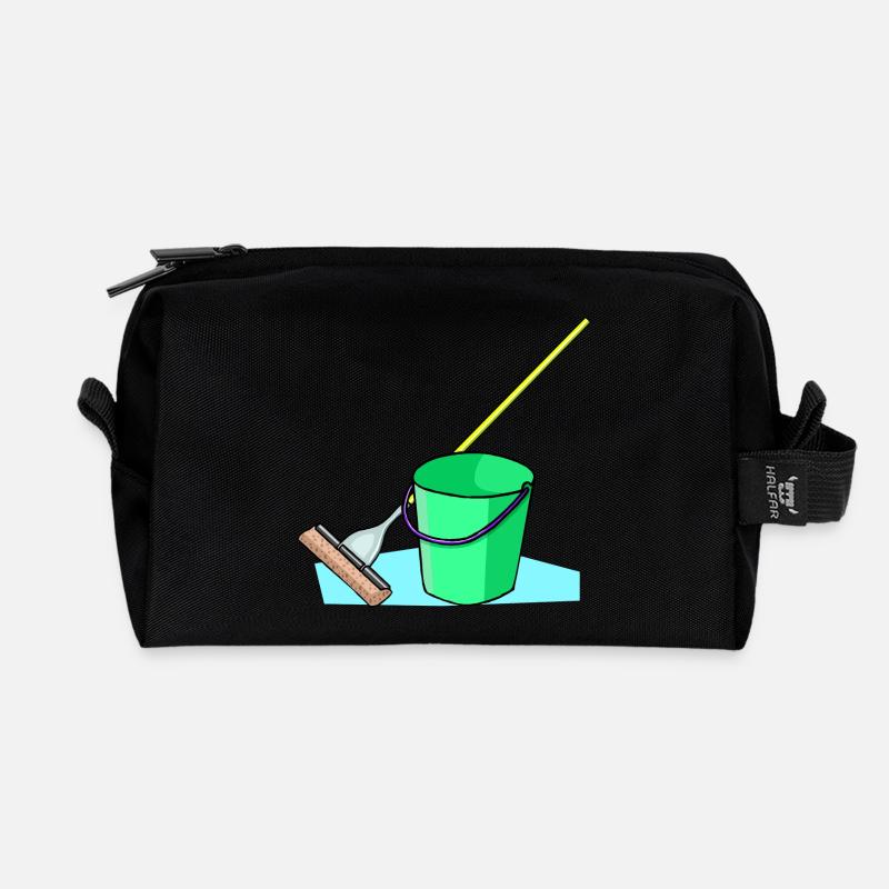 putzen cleaning putzfrau broom wischmop53 - Recycelte Kulturtasche - Schwarz