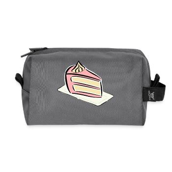 Torte Kuchen Sahnetorte Sahne Backen Geschenkideen - Recycelte Kulturtasche - Anthrazit - Vorne