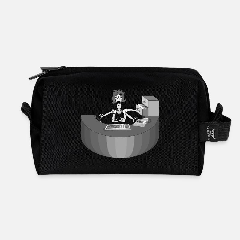 Rezeption Frau Multitasking Idee Geschenk Arbeit - Recycled Toiletry Zip Bag - black