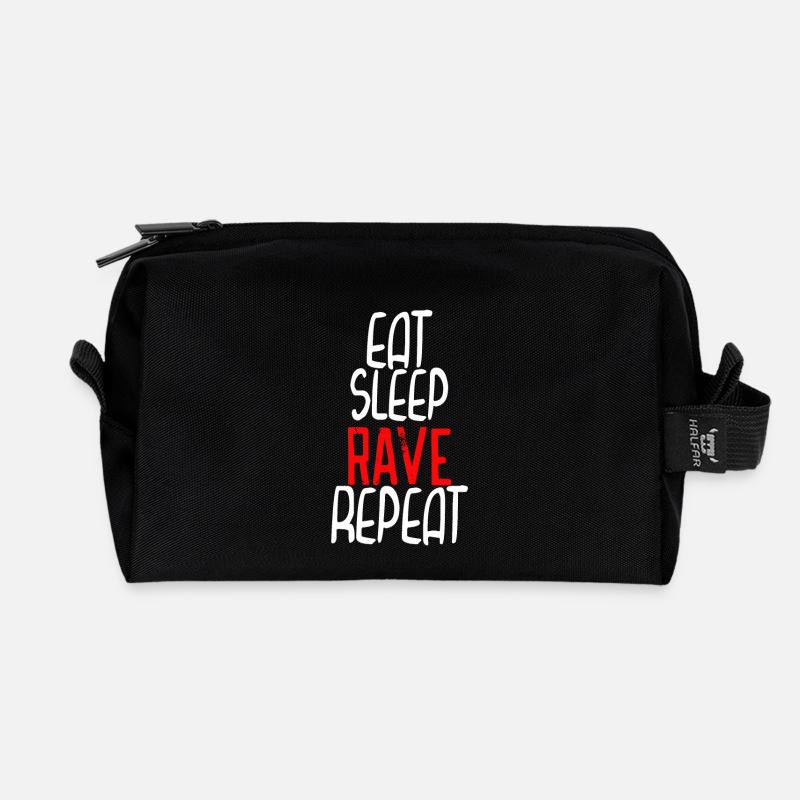 Eat Sleep rave repeat - Recycelte Kulturtasche - Schwarz
