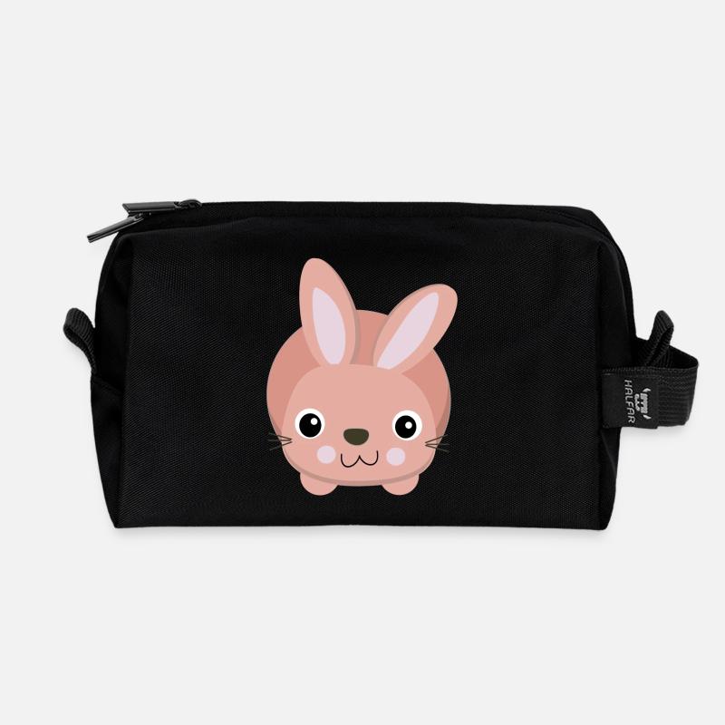 süßes rosa Häschen - Recycelte Kulturtasche - Schwarz