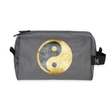 yoga yin yang gold silver - Recycled Toiletry Zip Bag - anthracite - Front