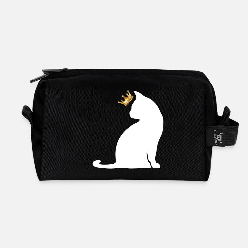 Krone Katze - Recycelte Kulturtasche - Schwarz