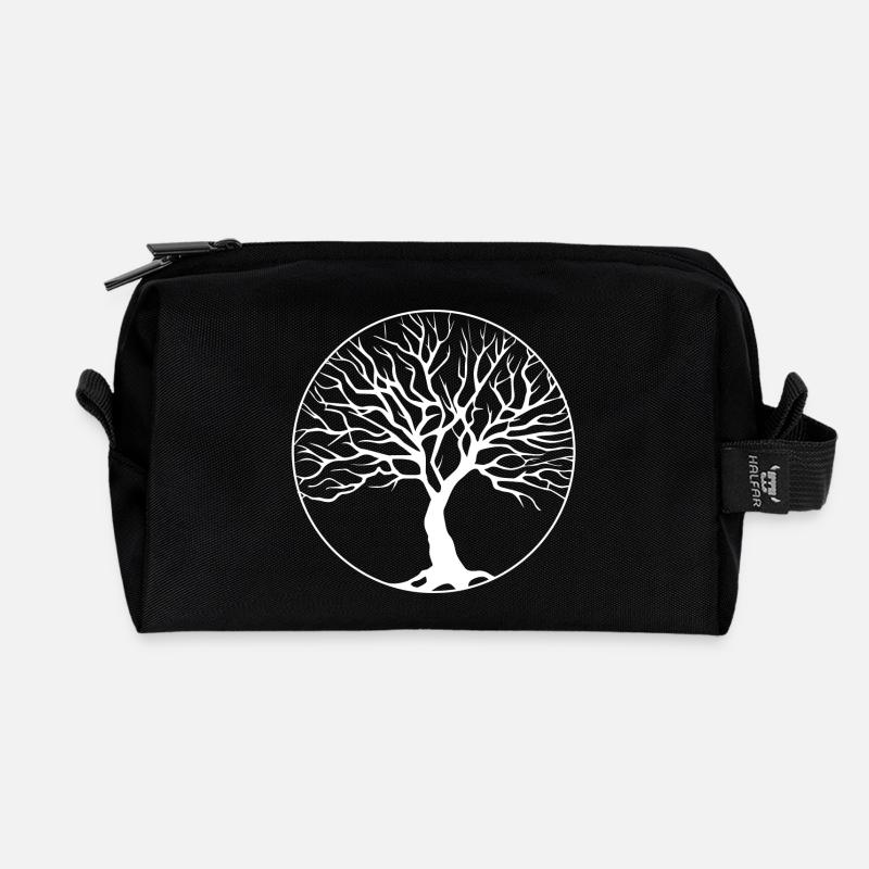 baum kreis weiß - Recycelte Kulturtasche - Schwarz