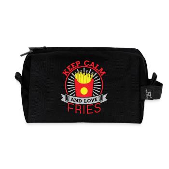Keep Calm and love Fries - Recycled Toiletry Zip Bag - black - Front