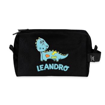 enfant drôle de dinosaure Leandro Cadeau d'anniversaire - Trousse de toilette en tissu recyclé - noir - Devant