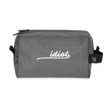 Idiot Logo Funny saying bachelor party - Recycled Toiletry Zip Bag - anthracite - Front