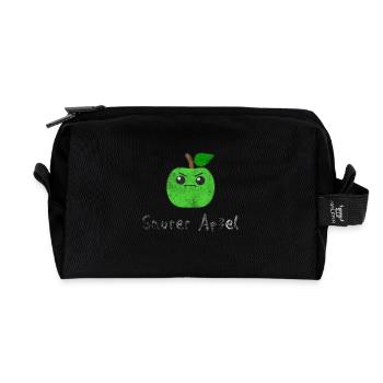Saurer Apfel Vegan Frucht Wortwitz Geschenk Idee - Recycelte Kulturtasche - Schwarz - Vorne