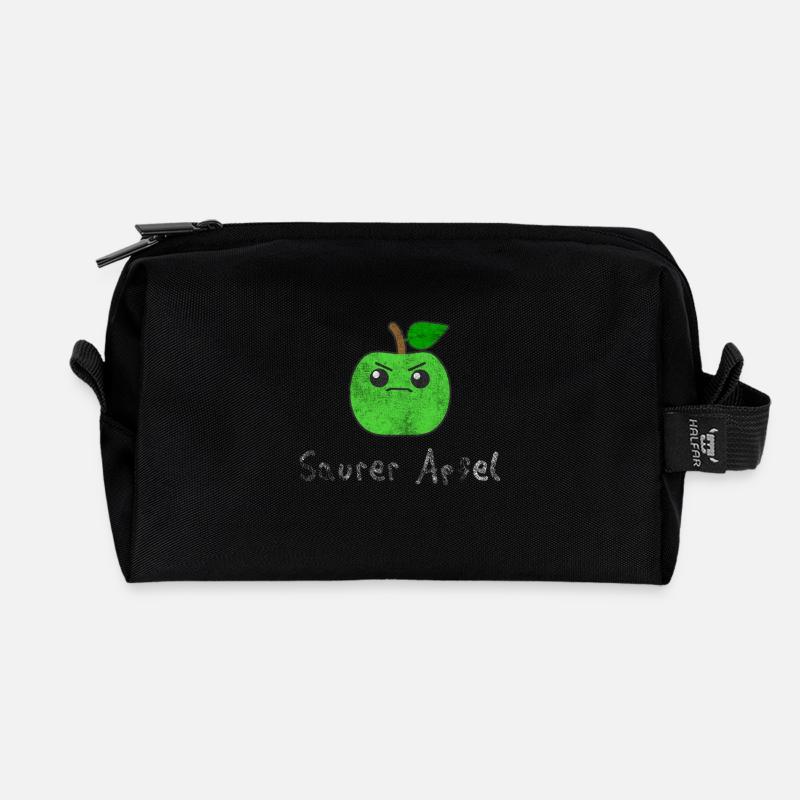Saurer Apfel Vegan Frucht Wortwitz Geschenk Idee - Recycelte Kulturtasche - Schwarz