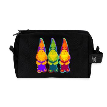 Gartenzwerg Trio - neon style / pop art - Recycelte Kulturtasche - Schwarz - Vorne