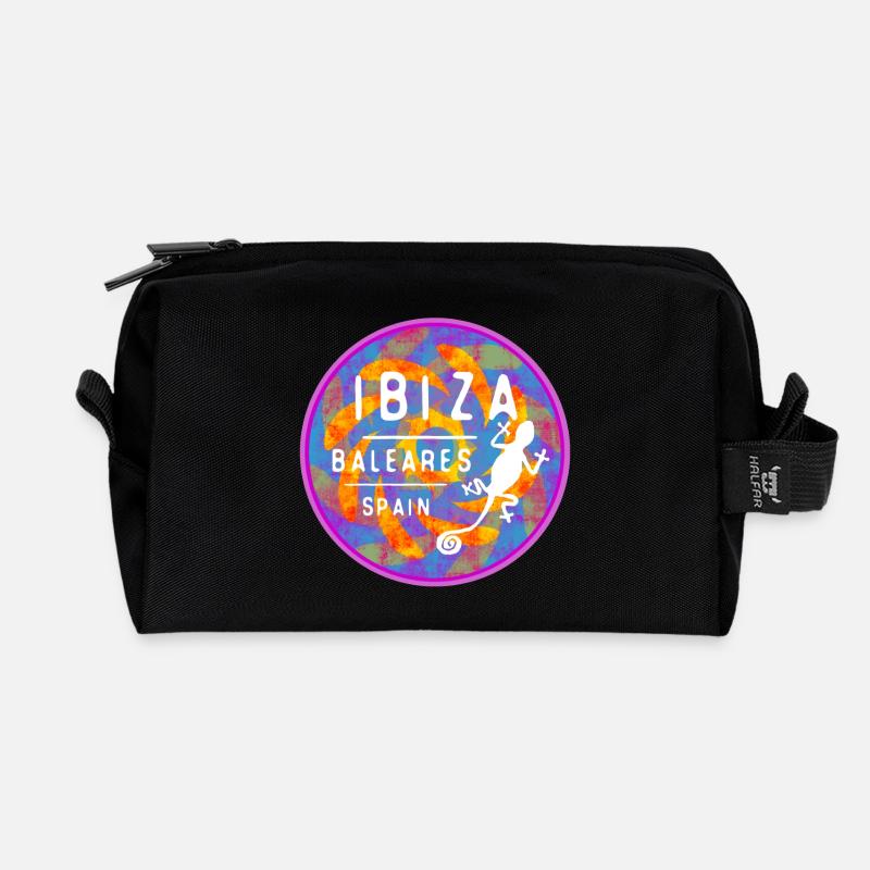 Farbige Ibiza Balearen Insel Illustration - Recycelte Kulturtasche - Schwarz