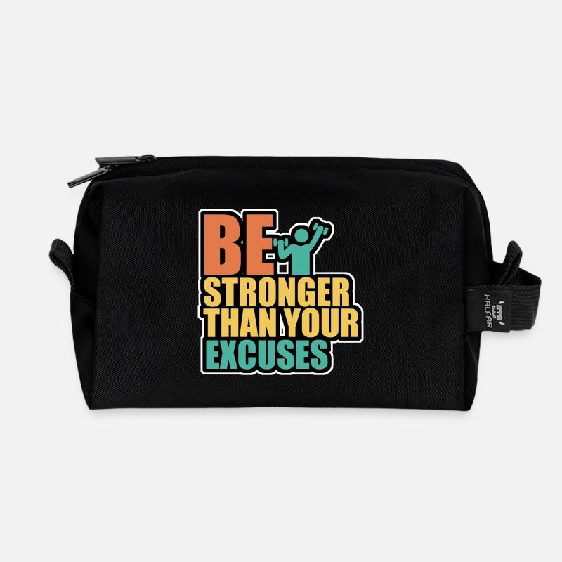 Be stonger than excuses - Recycelte Kulturtasche - Schwarz