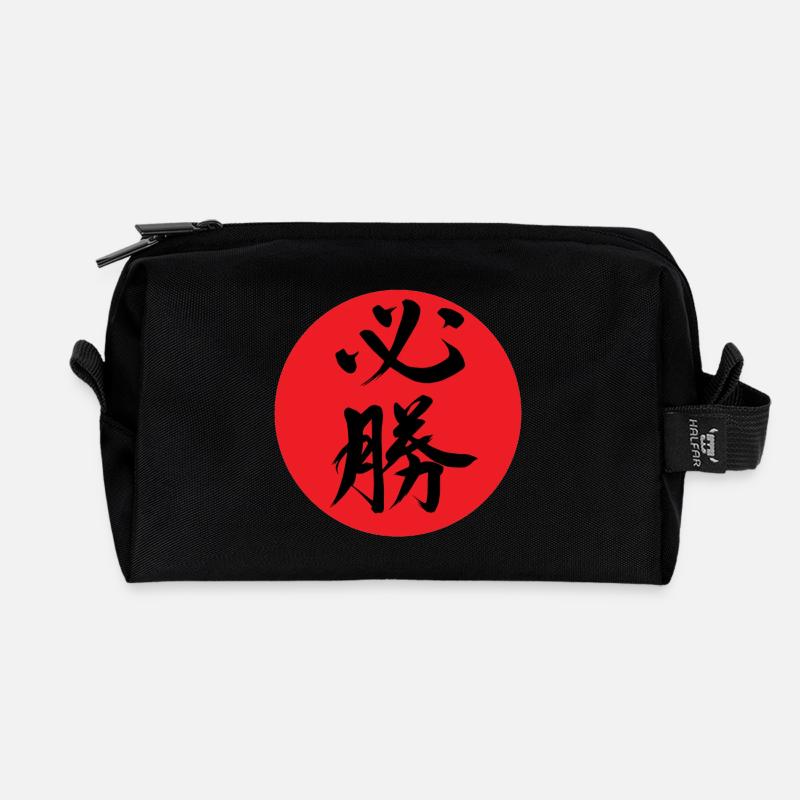 Kanji HISSHO auf rotem Kreis - Recycelte Kulturtasche - Schwarz