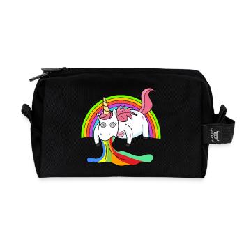 Puking unicorn rainbow - Recycled Toiletry Zip Bag - black - Front