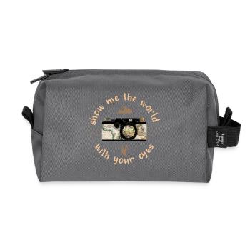 Show me the world - Trousse de toilette en tissu recyclé - anthracite - Devant