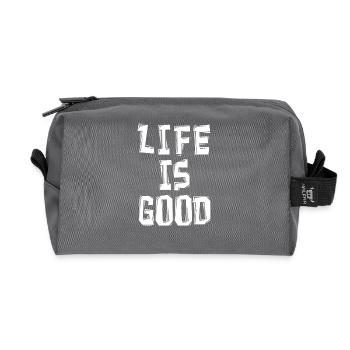 Life Is Good Leben Gut Glücklich Geschenk Idee - Recycelte Kulturtasche - Anthrazit - Vorne