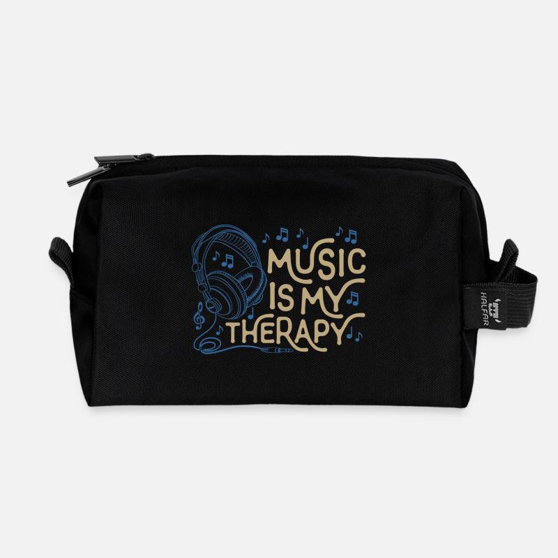 Die Musik ist meine Therapy Leben - Recycelte Kulturtasche - Schwarz