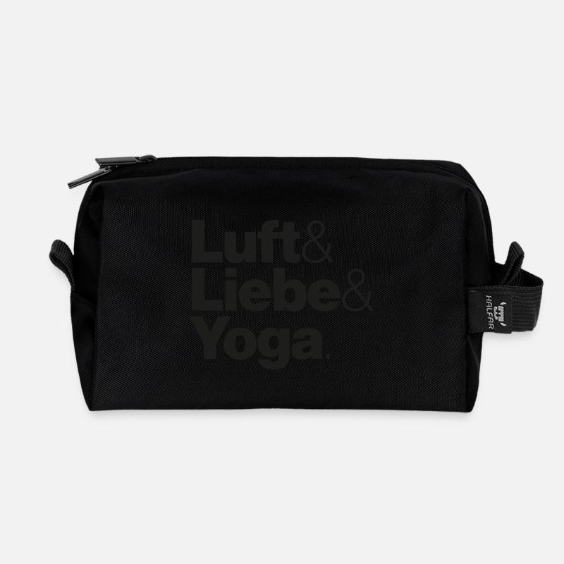Luft & Liebe & Yoga - Recycelte Kulturtasche - Schwarz